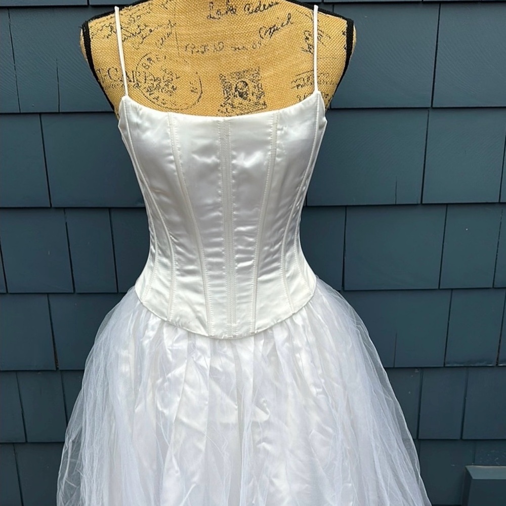 Vintage Jessica McClintock White Satin Dress